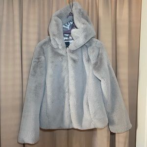 Gray Faux Fur Jacket